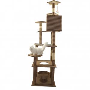 Collapsible Cat Climbing Frame Tree With Feeding Station 38 Inches 30 Inches 32 Inch  36 Inch Natural Sisal Multi Layer