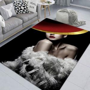 3D Portrait Living Room Area Rug Crystal Velvet Indian Style Carpet