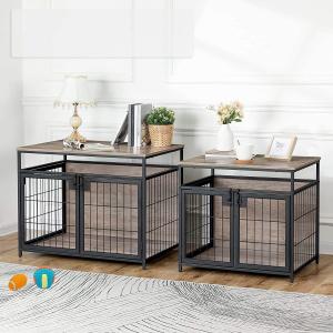 China Breathable Wood Pet Furniture Wooden Dog Crate Side Table With 3 Doors supplier