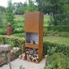 China Outdoor Wood Burning Rectangular Column Corten Steel Fireplace Cooking Stove wholesale