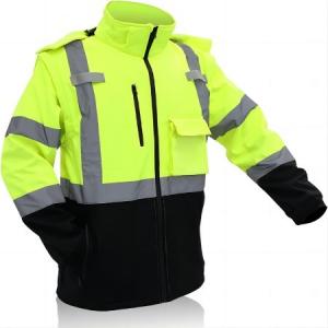China 55inch Safety Reflective Jacket Removable Hood Sleeves Hi Vis Waterproof Lightweight Jacket supplier