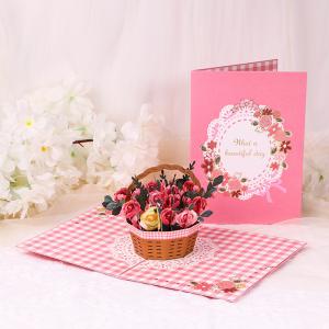 Flower Gift 3d Christmas Cards , Recyclable 3d Pop Up Cards