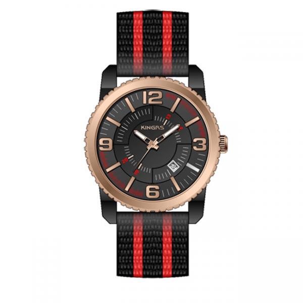 Men's Nylon Strap Large Face Watches Alloy Round Case Wrist Sports Watch