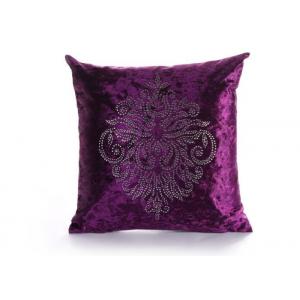 China Custom Unique Creative Shiny Diamonds Logo Purple Square Soft Velvet Pillow Case supplier