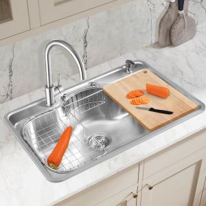 0.9mm Thick Top Mount Kitchen Sink , 20 Gauge Stainless Steel Single Basin