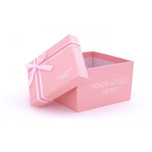 China Square Shape Pink Present Box , Logo Packaging Boxes Paperboard Material supplier
