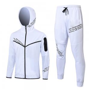 Plain White Full Football Tracksuits Long Drawstring Hooded Football Training Set