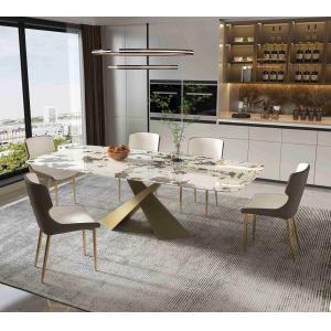 Bright Rock Board Small Apartment Dining Table Chair Sets Nordic Modern Light Luxury Bronze Dining Room Set