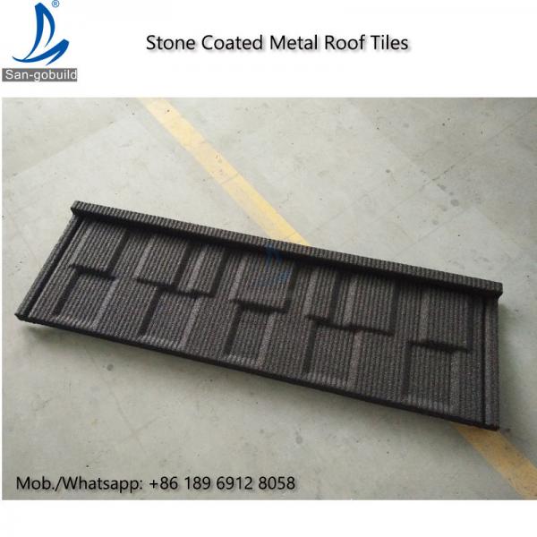 Environment Friendly Flat Stone Coated Roof Tiles, Shingle Stone Coated Metal