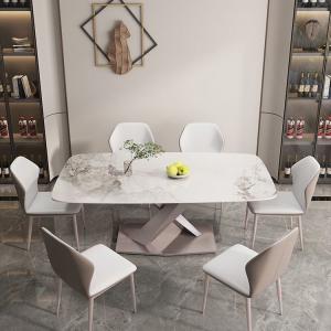 Quartz Stone Tabletop Luxury Wood Dining Table Set OEM ODM