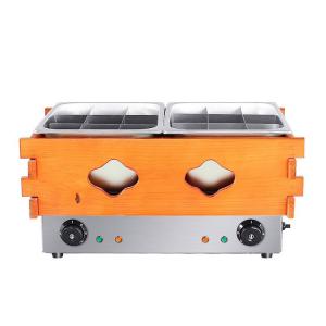 China Rust Resistant Stainless Steel Oden Cooking Stove 2 Tanks 18 Grids Wooden Surrounding supplier