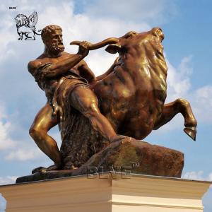 BLVE Bronze Hercules Statue Large Metal Bull Sculpture Outdoor Garden Naked Greek God Decorative