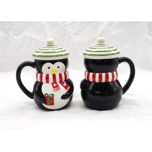 Christmas Black 3D Penguin Mug / 3D Coffee Cup Multi Functional With Lid
