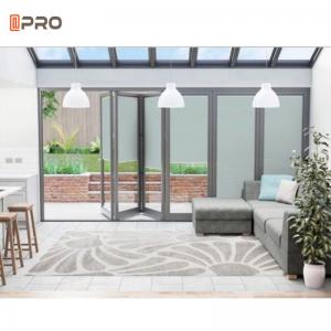 China Accordion Bifold Sliding Patio Doors Moskito Scrin Design 1.2mm--2.0mm Thickness supplier