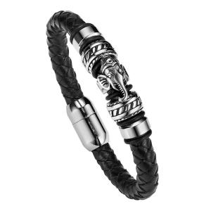 Custom stainless steel jewelry fashion mens leather bracelet/charm bracelet jewelry