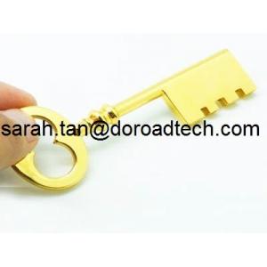 Metal Company Logo USB Flash Memory Stick Key Shape Silver/Golden Key Pen Drive