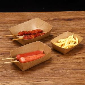 China Grade Oil-Proof Food Paper Tray Boat Kraft Paper Boxes for Fast Foods and Takeaway supplier