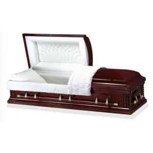 Solid Wood Caskets Large Inner Space​ American Style With High Gloss Sangria Finish