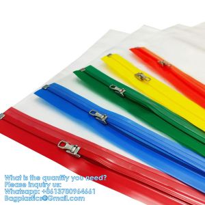 Zipper Pouch Bags, Clear Waterproof Document Bag, Assorted Color File Pockets, Large Capacity Plastic File Jackets, Multipurpose For Travel School Office And Home