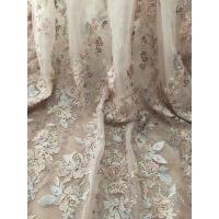China 36 Inch Pearl Beaded Embroidery Lace Fabric By Yard For Haute Couture Wedding Gown on sale