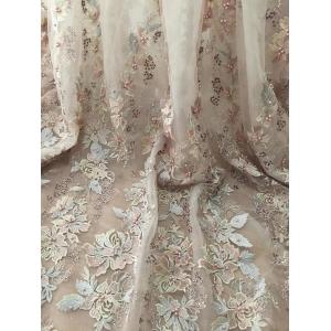 36 Inch Pearl Beaded Embroidery Lace Fabric By Yard For Haute Couture Wedding Gown