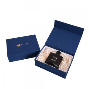 China Navy Blue Custom Luxury Cosmetic Packaging Gift Boxes With Gold Foil supplier