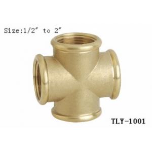 China TLY-1001 1/2&quot;-2&quot; Female equal cross brass fitting NPT copper fittng water oil gas pipe connection matel plumping joint wholesale
