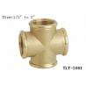 China TLY-1001 1/2&quot;-2&quot; Female equal cross brass fitting NPT copper fittng water oil gas pipe connection matel plumping joint wholesale