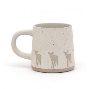 Handmade Christmas Coffee Mug Ceramic Stoneware Mugs Gift Ceramic Mug With 3D Deer Silk Print
