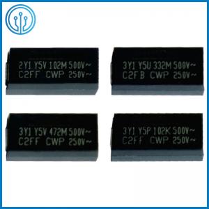 China 11.4x6.0mm Plastic Encapsulation Chip Safety Capacitor 500VAC 10-4700pF Y5P Y5U Y5V supplier