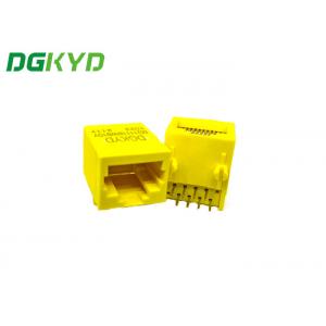 Full Plastic PBT Yellow RJ45 Connector DIP PCB Mount Without Lamp RJ45 Without Transformer