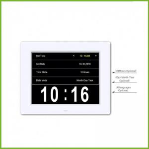 8 inch Digital Calendar Alarm Day Clock with 3 Alarm Options, Extra Large Non-Abbreviated Day & Month