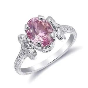2.11 Carats S925 Sterling Silver Natural Pink Sapphire Cz Ring Moissanite Engagement