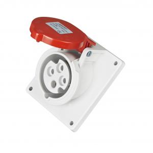 China 16  Amps Three Phase Power Socket , IP44 Red Cover 4 Pin Plug And Socket supplier