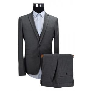 Custom Fashion Mens 3 Pieces Suit , Business Slim Fit Suit Dark Grey Wedding