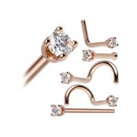 China ODM 18k Rose Gold Nose Ring , Nose Piercing Pin With 1.5-2.5mm Natural Diamond on sale