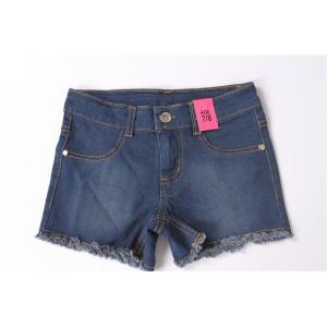 China 82% Cotton 16% Polyester Junior Girls Blue Jean Shorts Distressed Denim Shorts supplier