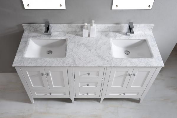 Nature White Marble Bathroom Countertops , Marble Island Countertop With Oval