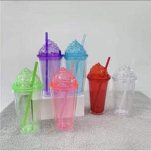 China Double Wall Plastic Acrylic Insulated Tumbler With Lid And Straw supplier