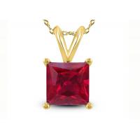 China 7×7MM 14K Gold Necklaces With Ruby Pendant 2ct for Engagement on sale