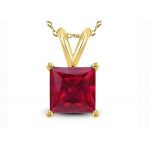 7×7MM 14K Gold Necklaces With Ruby Pendant 2ct for Engagement