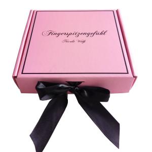 Pink Ribbon Closure Corrugated Gift Box For Girls Dress / Hair Extension