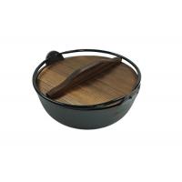 China 18/20/27cm Cast Iron Dutch Oven Pre Seasoned With Wooden Lid on sale