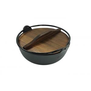 18/20/27cm Cast Iron Dutch Oven Pre Seasoned With Wooden Lid