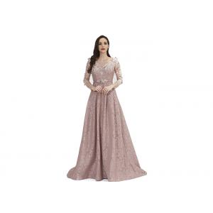 China Floor Length Long Sleeve Muslim Lace Prom Dress / Party Dresses For Women supplier