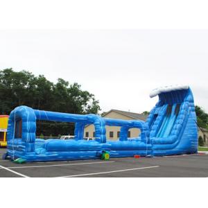 China Giant Adults Blue Long Double Inflatable Slip And Slide With Pool supplier