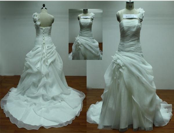 Бальное платье один цветок плечо Органза Свадебные платья с поезда / Свадебные п
