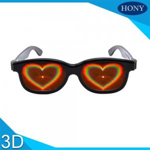 China ABS Frame Heart 3D Diffraction Glasses Black Frame for wedding party supplier