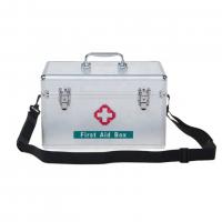 China Aluminium Shoulder strap Emergency Medical Supplies box workshop metal First Aid box Storage case  with lock on sale