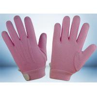 China Dyed Colors Cotton Work Gloves Magic Tape On Wrist 145gsm Fabric Weight on sale